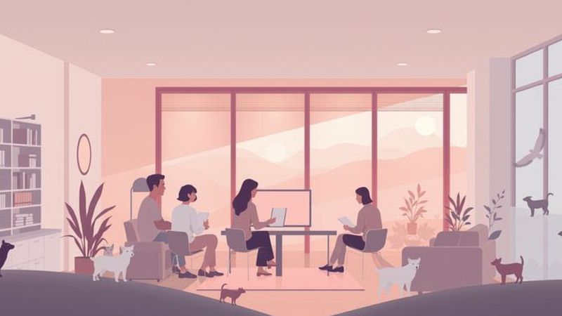 Un espacio de oficina colaborativo y armonioso