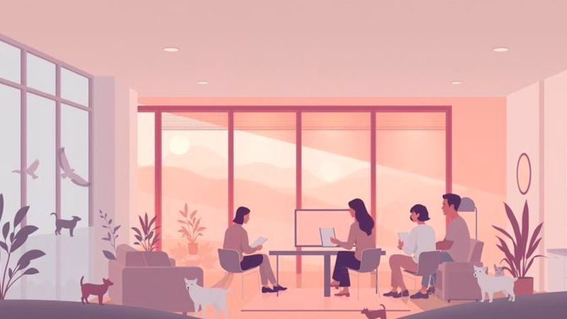 Un espacio de oficina colaborativo y armonioso