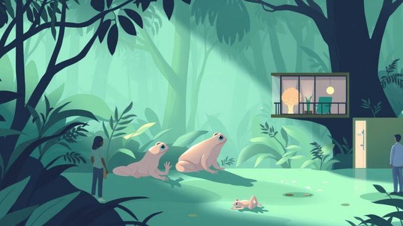 Observadores cuidan criaturas extrañas en selva