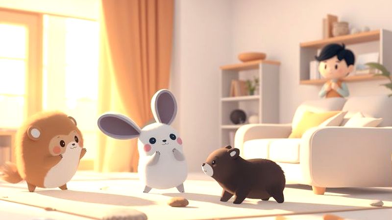 Animales juguetones en un hogar acogedor