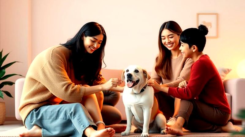 Una familia feliz aprende con su perro