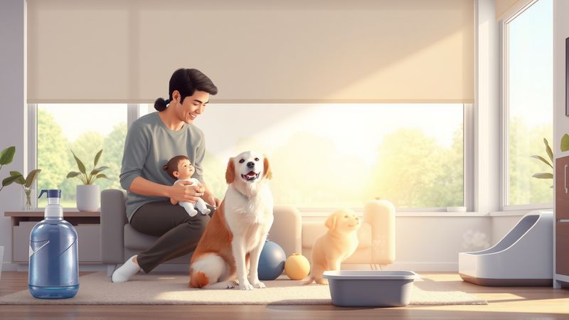 Familia y mascota disfrutan un hogar sereno