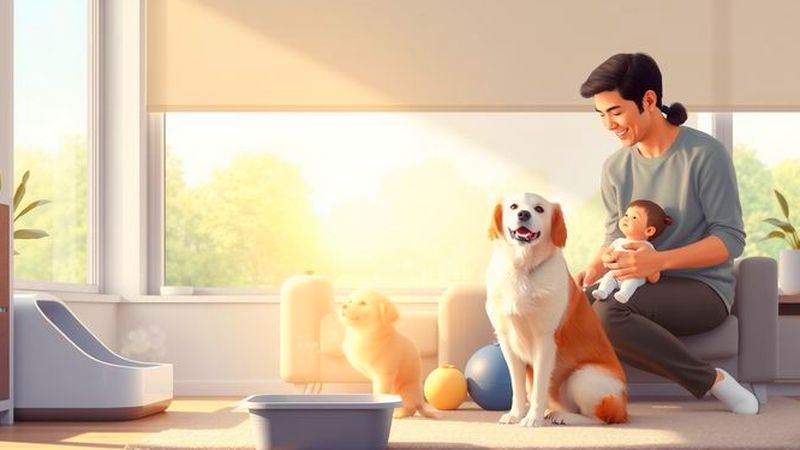 Familia y mascota disfrutan un hogar sereno
