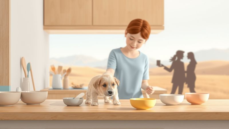Un cachorro feliz explora un hogar tranquilo