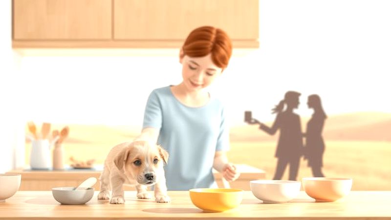 Un cachorro feliz explora un hogar tranquilo