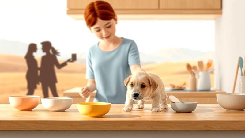 Un cachorro feliz explora un hogar tranquilo