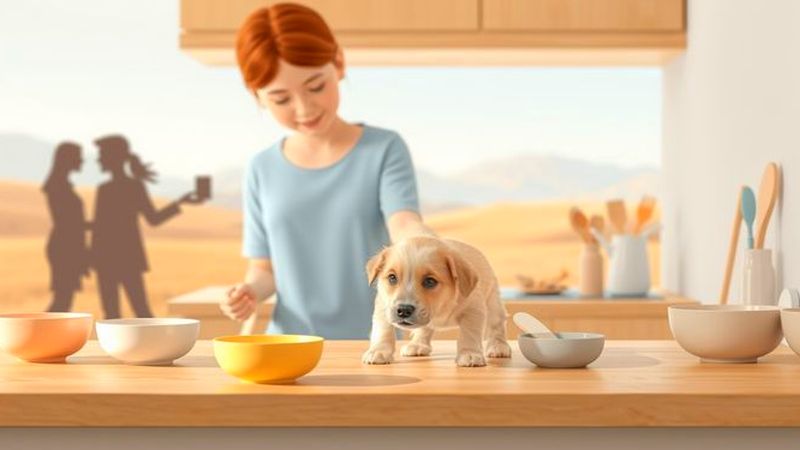 Un cachorro feliz explora un hogar tranquilo