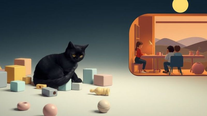 Un gato negro observa serenamente la calma