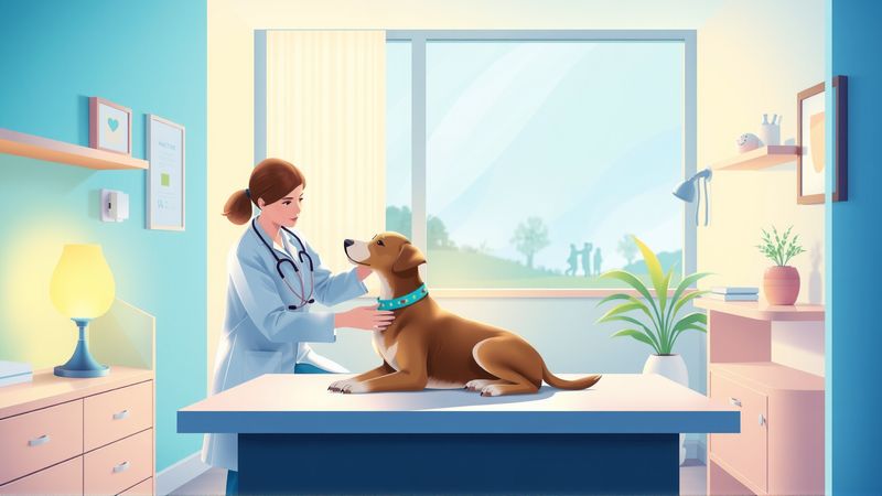 Un veterinario tranquiliza a un perro en calma