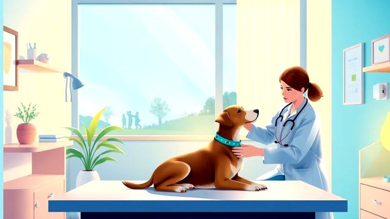 Un veterinario tranquiliza a un perro en calma