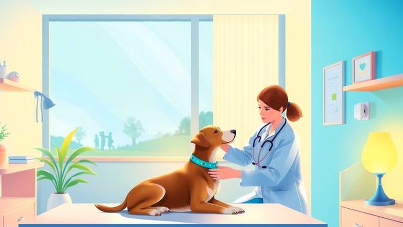 Un veterinario tranquiliza a un perro en calma
