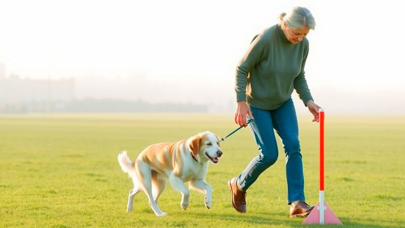 Un guía paciente instruye a su perro