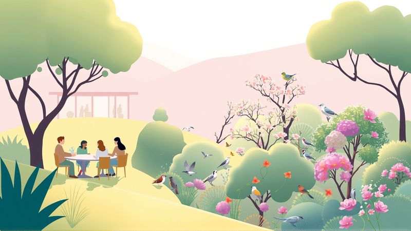 Un paisaje tranquilo celebra la coexistencia armoniosa
