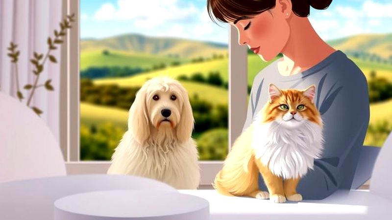 Un hogar tranquilo observa a sus mascotas