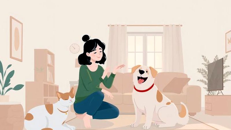 Una escena feliz y armoniosa interanimal