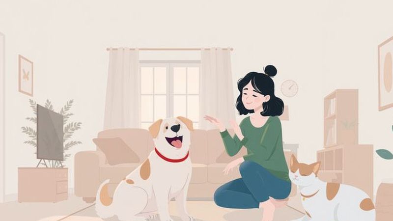 Una escena feliz y armoniosa interanimal