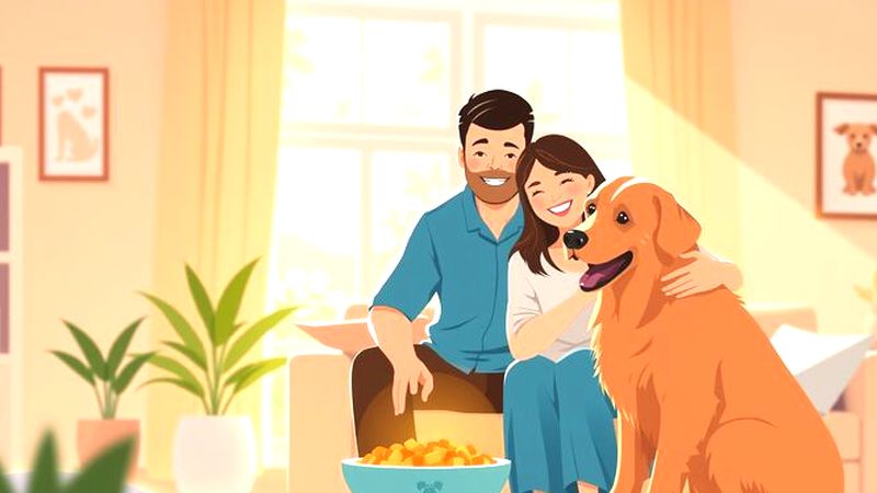 Familia y perro representan cuidado saludable