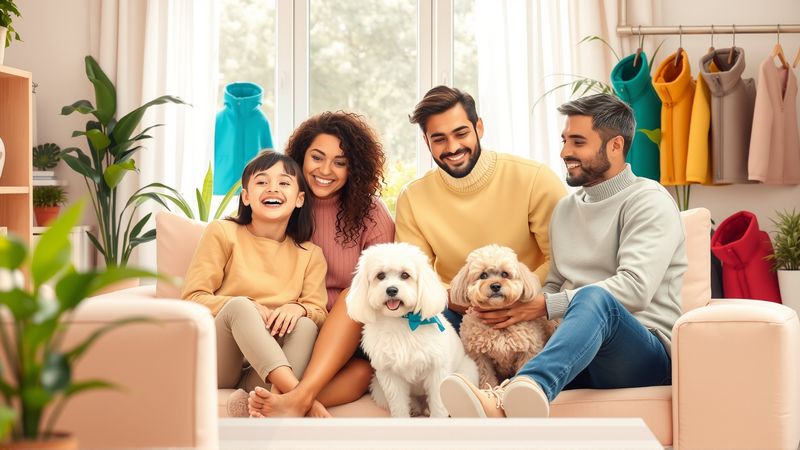 Una familia feliz disfruta de la serenidad